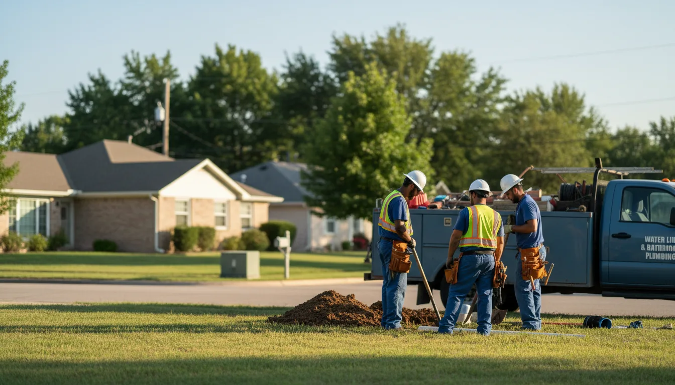 Residential water line and bathroom plumbing service in Corn, OK